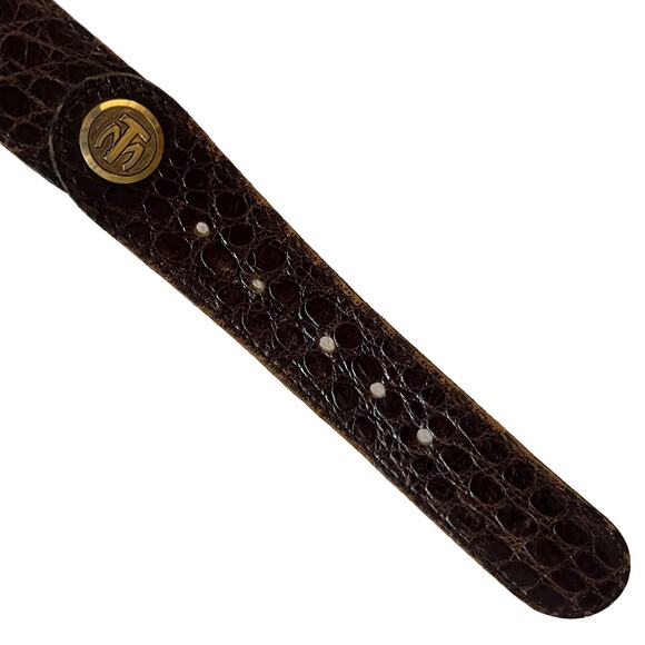 Vintage Sepcoeur Genuine Crocodile Leather Studded Belt Brown 90 French Luxury main image 7